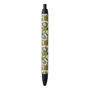 William Morris Single Stem Floral Pattern Black Ink Pen