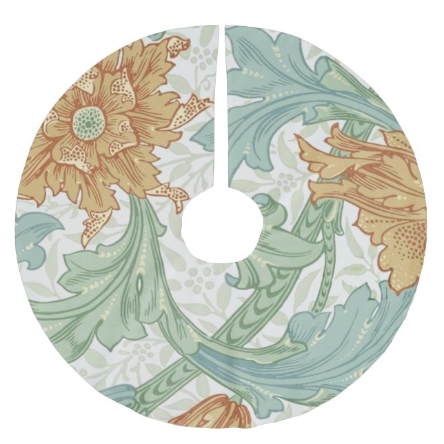 William Morris Single Stem Floral Pattern Brushed Polyester Tree Skirt (Front)