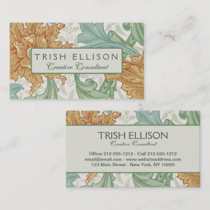 William Morris Single Stem Floral Pattern Business Card
