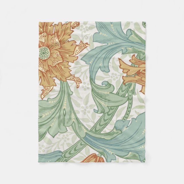William Morris Single Stem Floral Pattern Fleece Blanket (Front)
