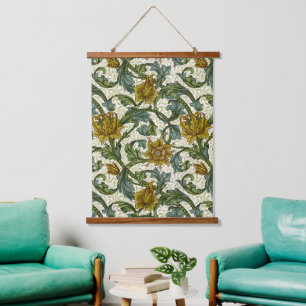 William Morris Single Stem Floral Pattern Hanging Tapestry
