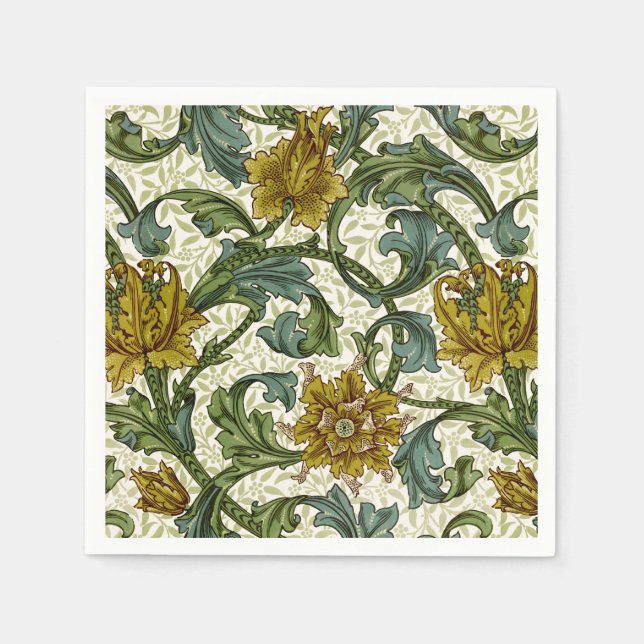 William Morris Single Stem Floral Pattern Napkin (Front)