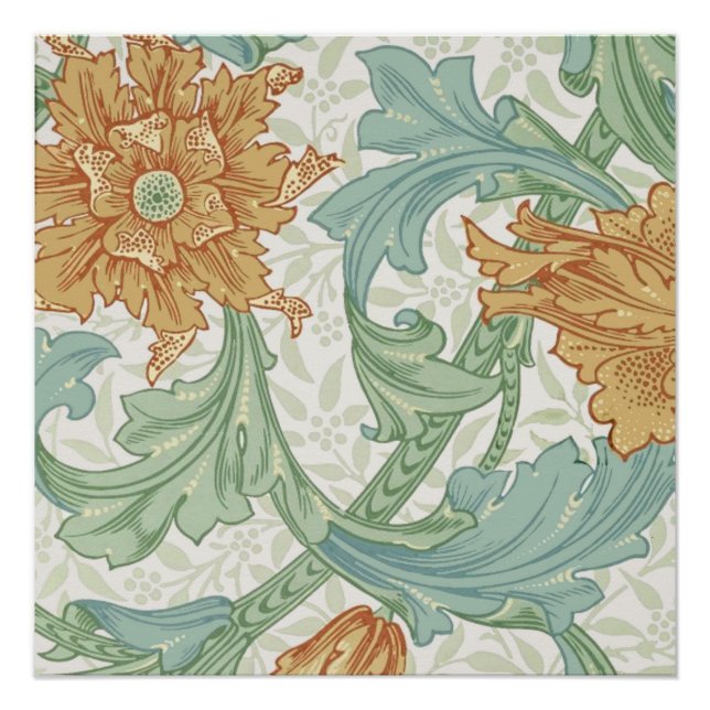 William Morris Single Stem Floral Pattern Poster (Front)