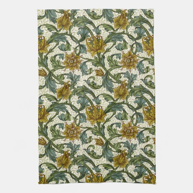 William Morris Single Stem Floral Pattern Tea Towel (Vertical)