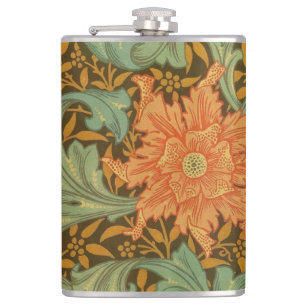 William Morris Single Stem Pattern Art Nouveau Hip Flask
