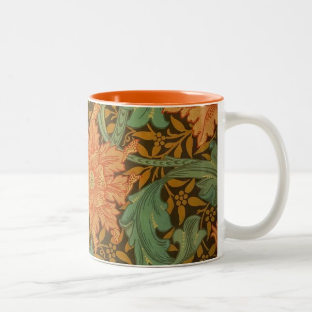 William Morris Single Stem Pattern Art Nouveau Two-Tone Coffee Mug (Right)