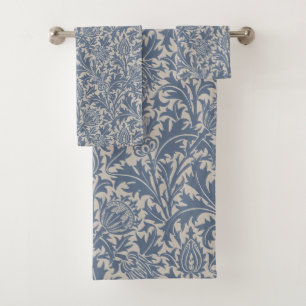William Morris Slate Blue Thistle Wallpaper Bath Towel Set