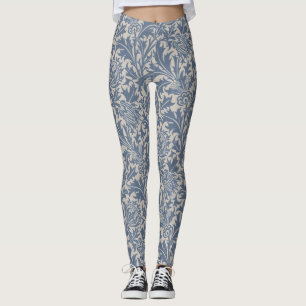 William Morris Slate Blue Thistle Wallpaper Leggings