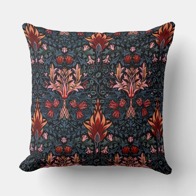 William Morris Snakeshead Dark Pattern Cushion (Front)