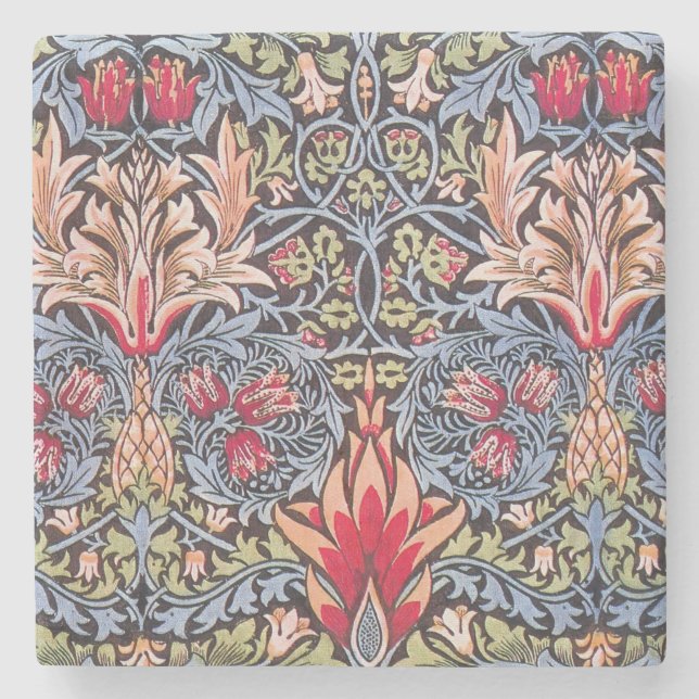 William Morris Snakeshead Floral Art Nouveau Stone Coaster (Front)