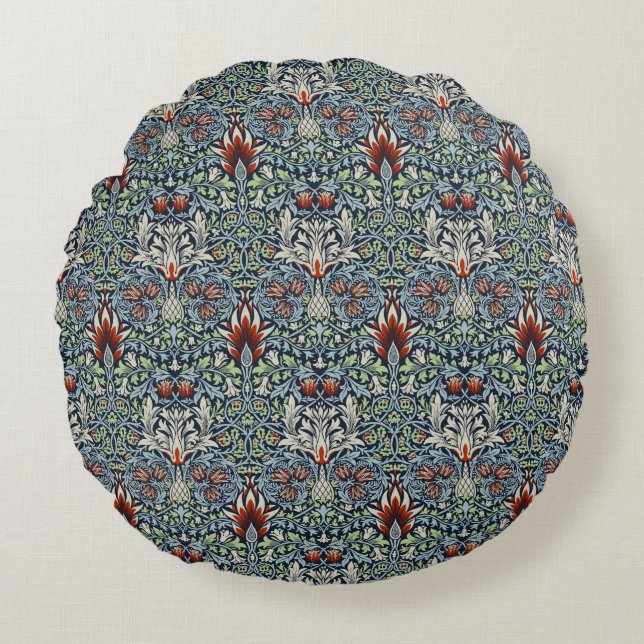 William Morris Snakeshead Floral Classic Botanical Round Cushion (Front)