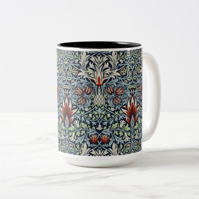 William Morris Snakeshead Floral Classic Botanical Two-Tone Coffee Mug (Front Right)
