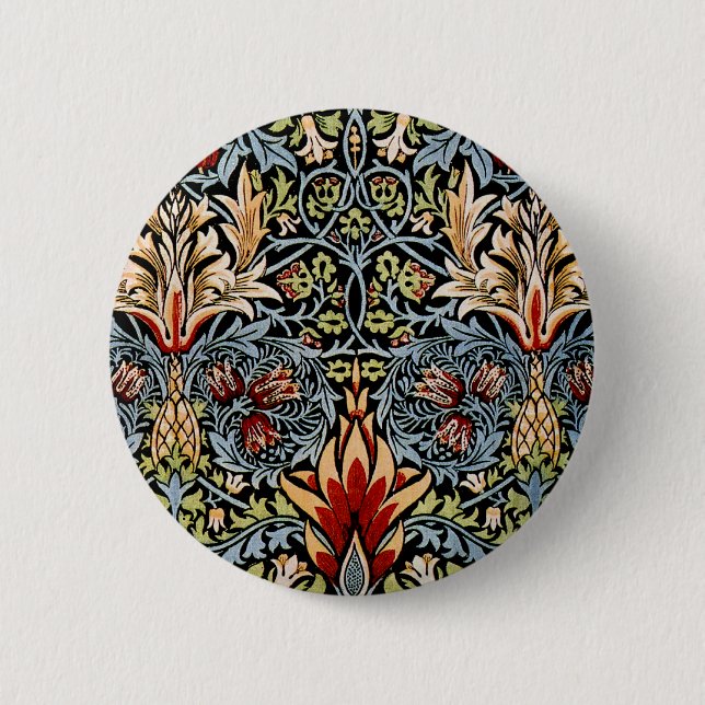 William Morris Snakeshead Floral Pattern 6 Cm Round Badge (Front)