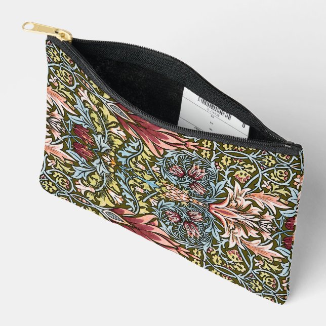 William Morris Snakeshead Floral Pattern Accessory Pouch (Open)