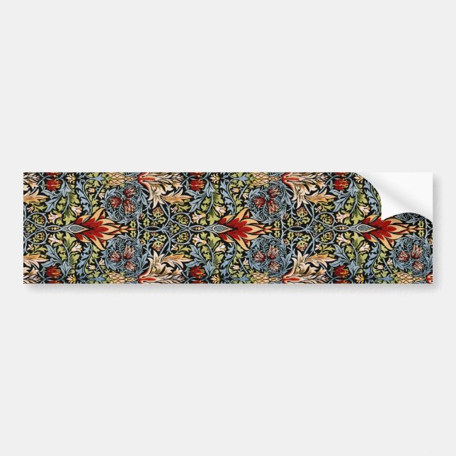 William Morris Snakeshead Floral Pattern Bumper Sticker (Front)