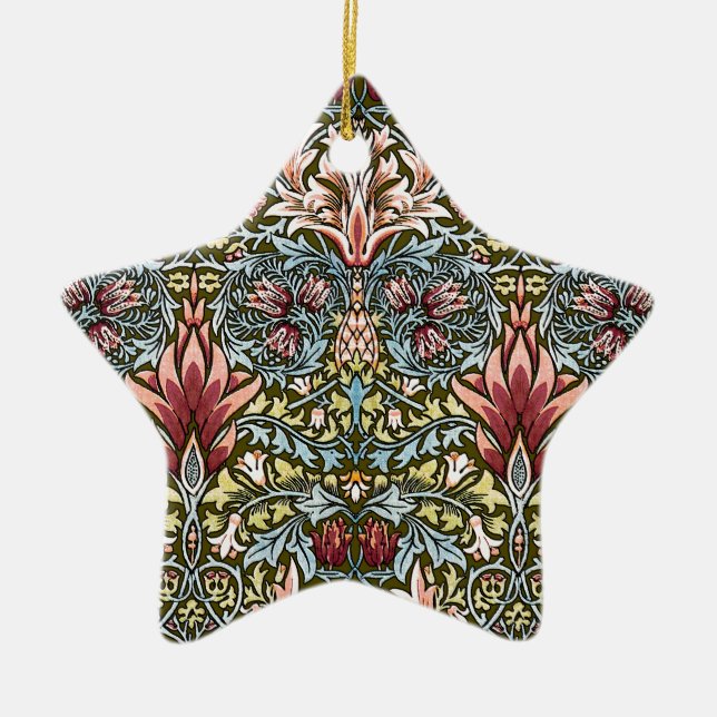 William Morris Snakeshead Floral Pattern Ceramic Tree Decoration (Front)