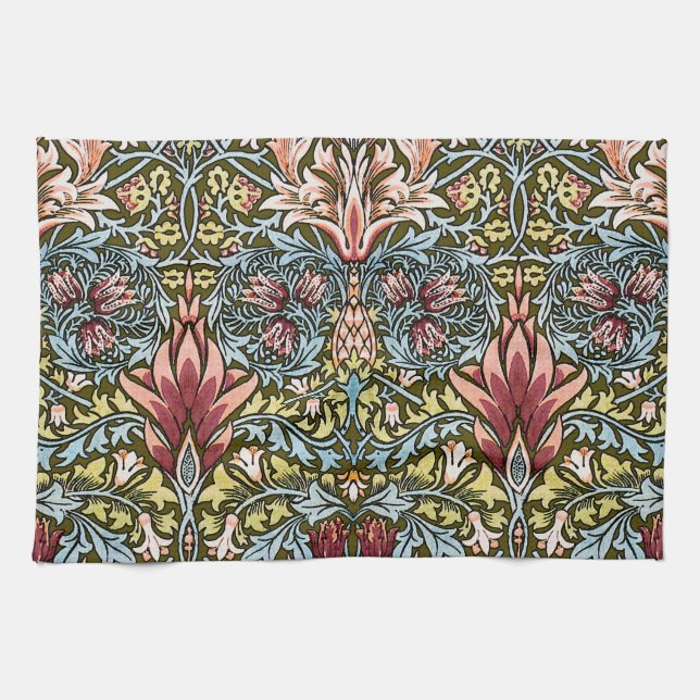 William Morris Snakeshead Floral Pattern Tea Towel (Horizontal)