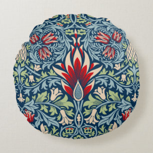 William Morris Snakeshead Fritillary Floral Design Round Cushion