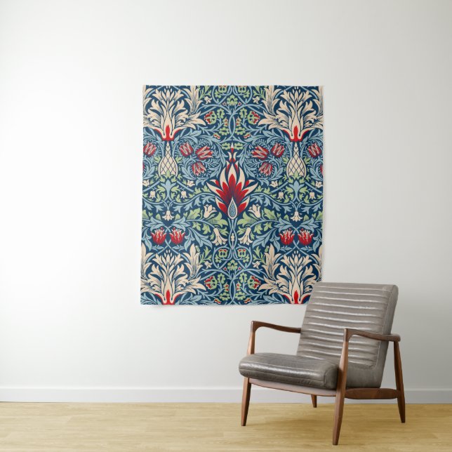 William Morris Snakeshead Fritillary Floral Design Tapestry (In Situ)