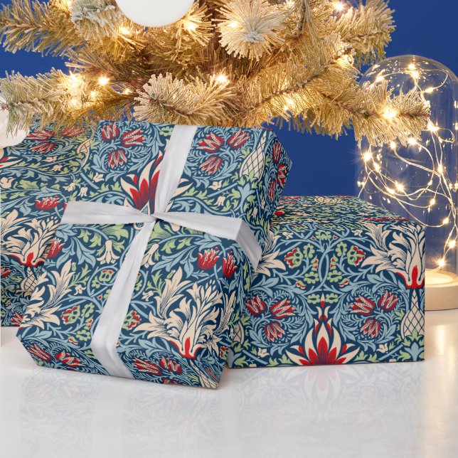 William Morris Snakeshead Fritillary Floral Design Wrapping Paper (Holidays)