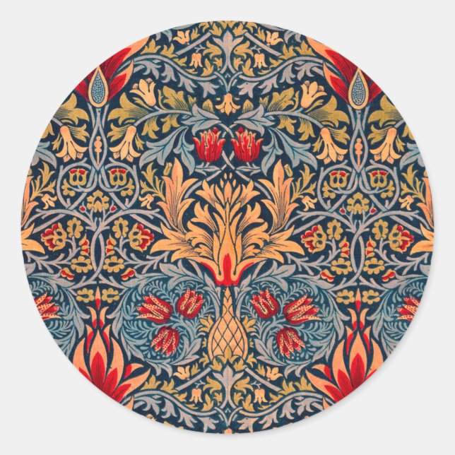 William Morris Snakeshead Red Version Classic Round Sticker (Front)