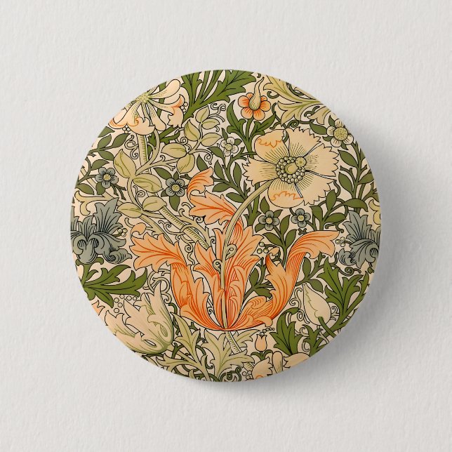William Morris Spring Compton Flower Festival 6 Cm Round Badge (Front)