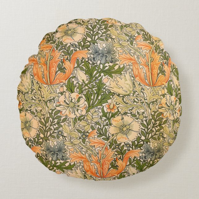 William Morris Spring Compton Flower Festival Round Cushion (Front)