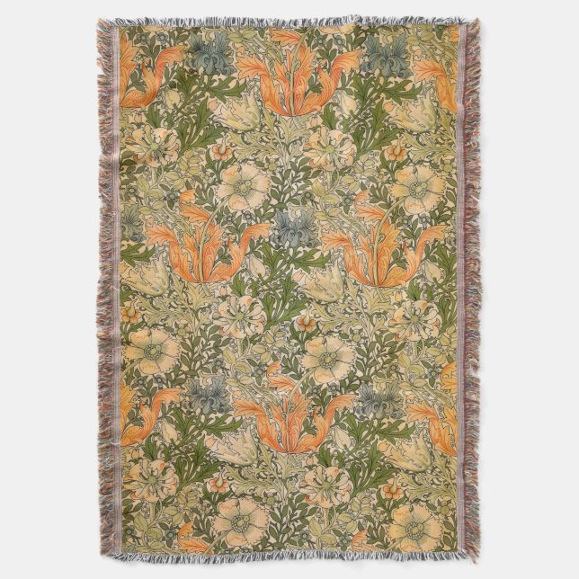 William Morris Spring Compton Flower Festival Throw Blanket (Front Vertical)