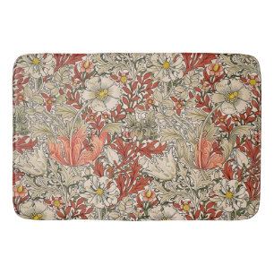 William Morris Spring Compton Flower Vintage Red Bath Mat