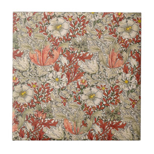 William Morris Spring Compton Flower Vintage Red Tile