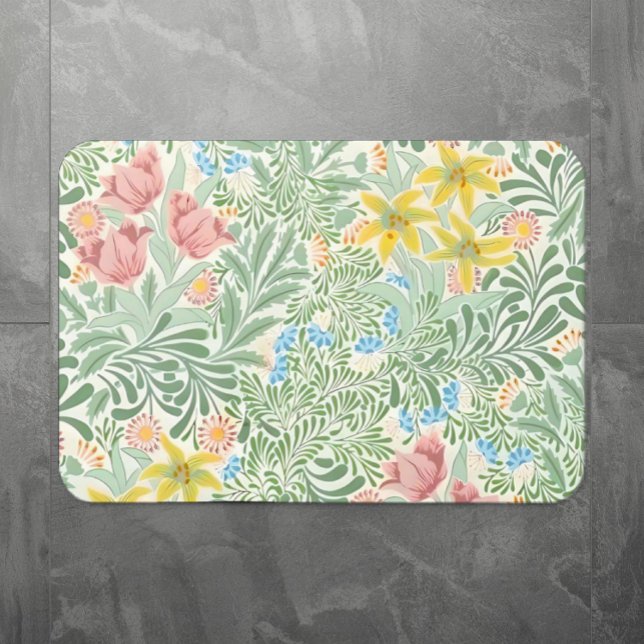 William Morris Spring Flowers, English Garden Bath Mat (Creator Uploaded)