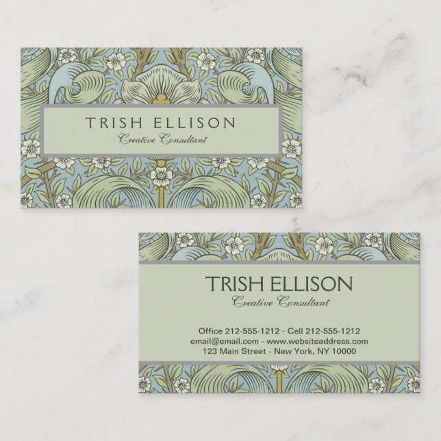 William Morris Spring Thicket: Antique Floral Business Card (Front/Back)