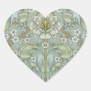William Morris Spring Thicket: Antique Floral Heart Sticker