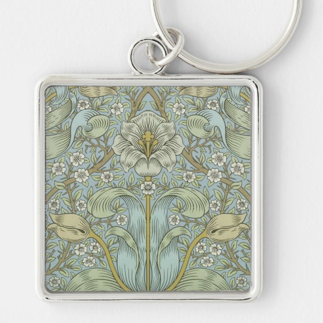William Morris Spring Thicket: Antique Floral Key Ring (Front)