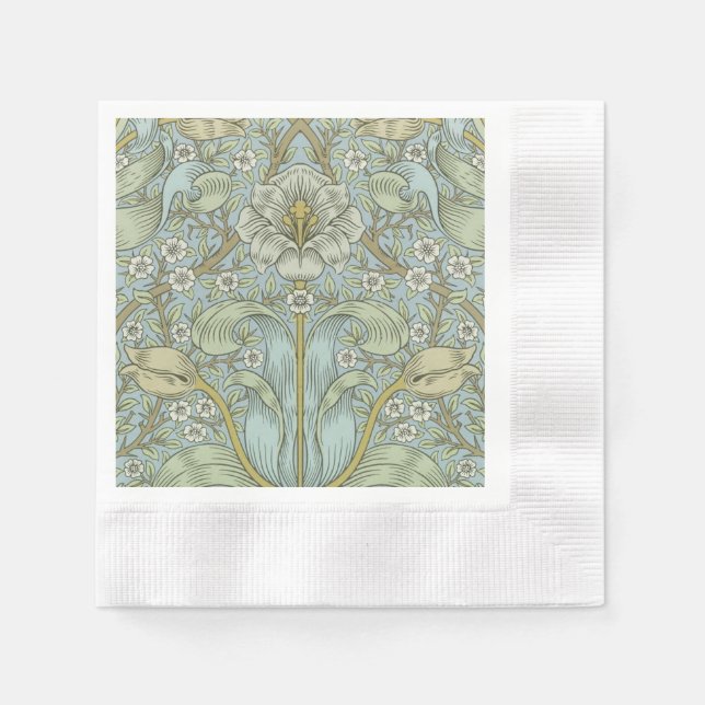 William Morris Spring Thicket: Antique Floral Napkin (Front)