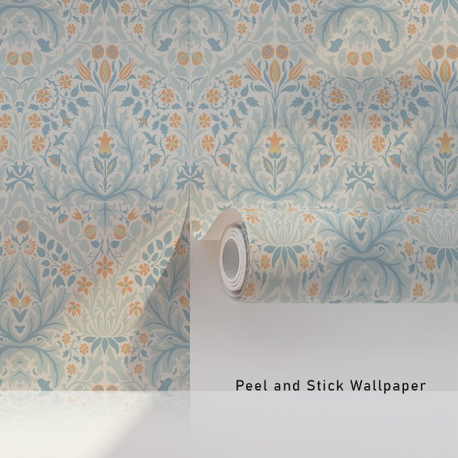 William Morris Spring Thicket - Pastel Blue Peach Wallpaper (Creator Uploaded)