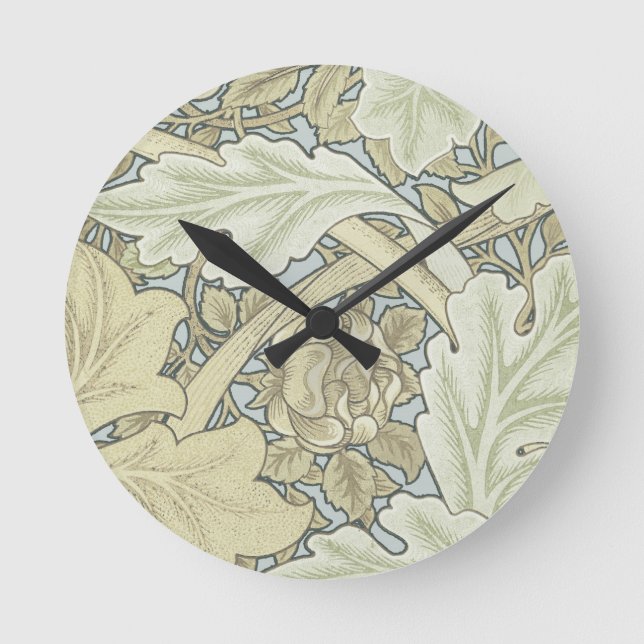 William Morris St James Acanthus Wallpaper Round Clock (Front)