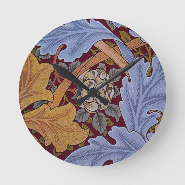 William Morris St James Acanthus Wallpaper Round Clock (Front)