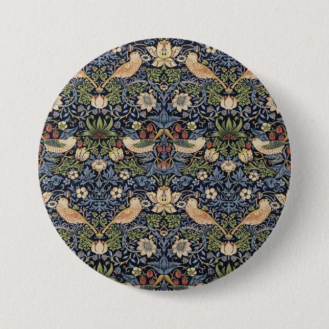 William Morris Strawberry Thief 7.5 Cm Round Badge (Front)