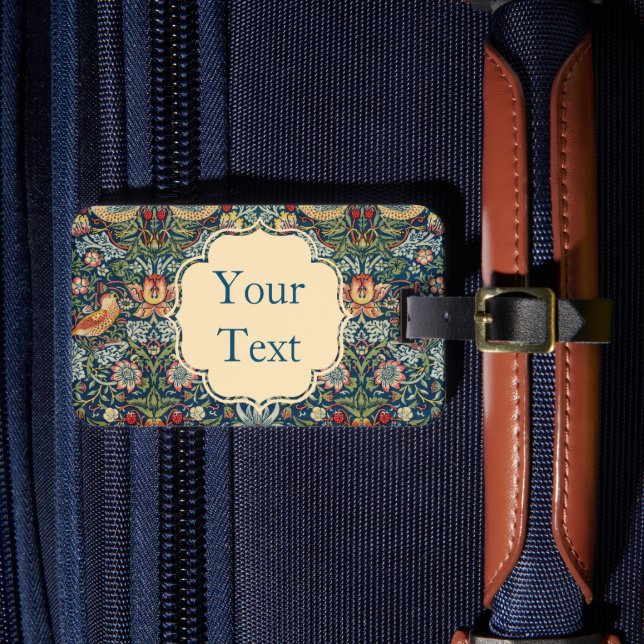 William Morris Strawberry Thief Art Luggage Tag (Front Insitu 4)