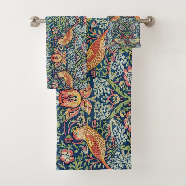 William Morris - Strawberry Thief Bath Towel Set (Insitu)