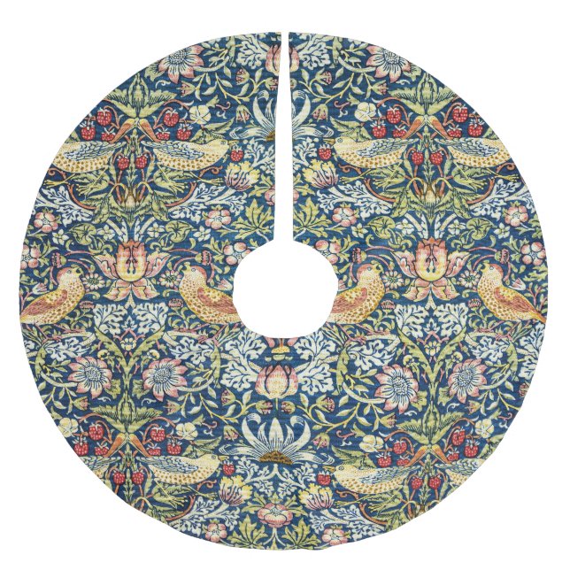 William Morris Strawberry Thief Bird Floral Brushed Polyester Tree Skirt (Front)