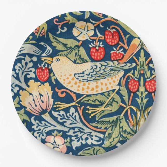 William Morris Strawberry thief bird Paper Plate (Front)