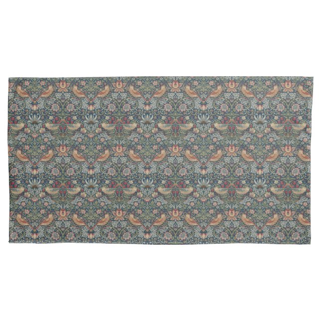 William Morris: Strawberry Thief Blue Pillowcase (Front)