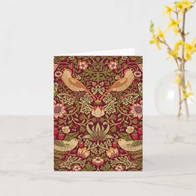 William Morris Strawberry Thief  Card (Yellow Flower)