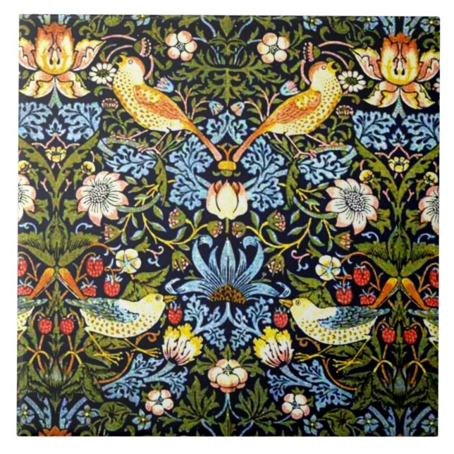 William Morris - Strawberry Thief  Ceramic Tile (Front)