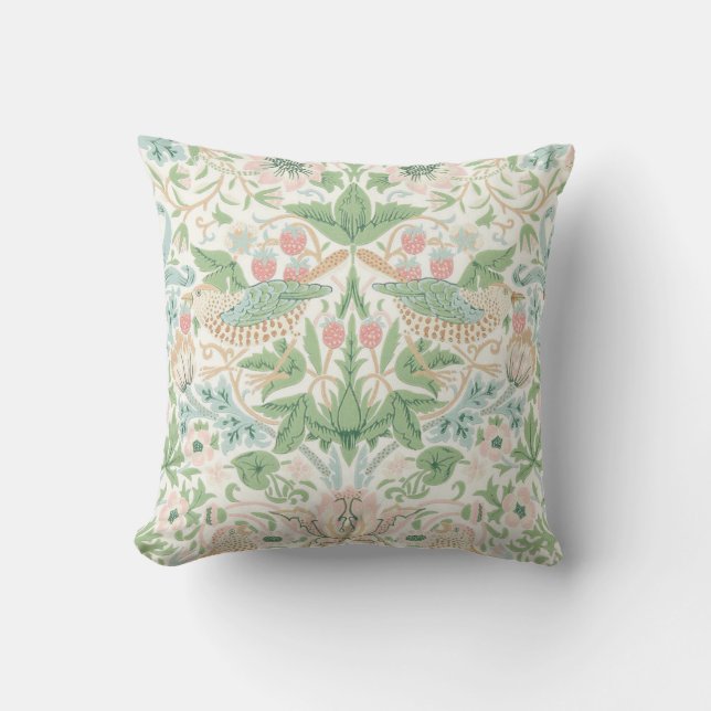 William Morris Strawberry Thief Cochineal Willow  Cushion (Front)