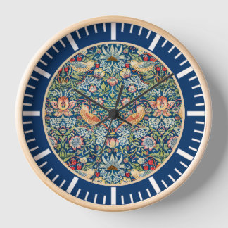 William Morris Strawberry Thief Colorful Artistic  Clock