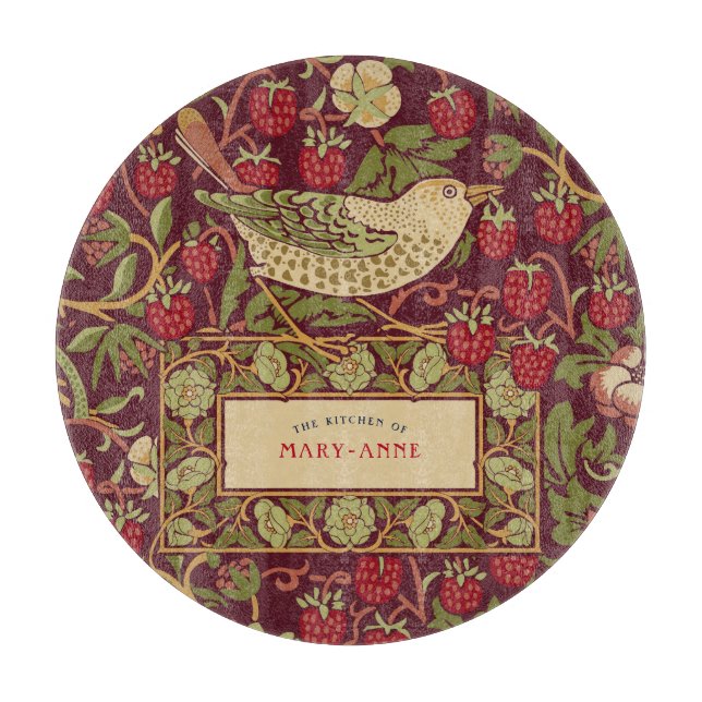William Morris Strawberry Thief Cutting Board (Front)