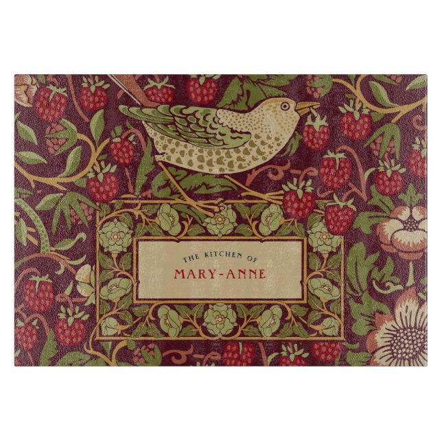 William Morris Strawberry Thief Cutting Board (Front)